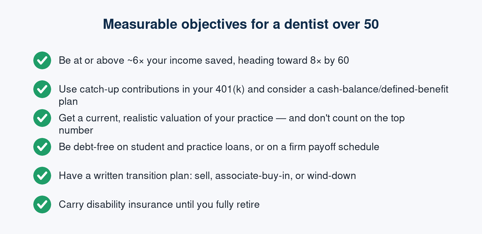 A retirement checklist for dentists over 50